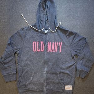 Old Navy Gray Hoodie with Pink Logo